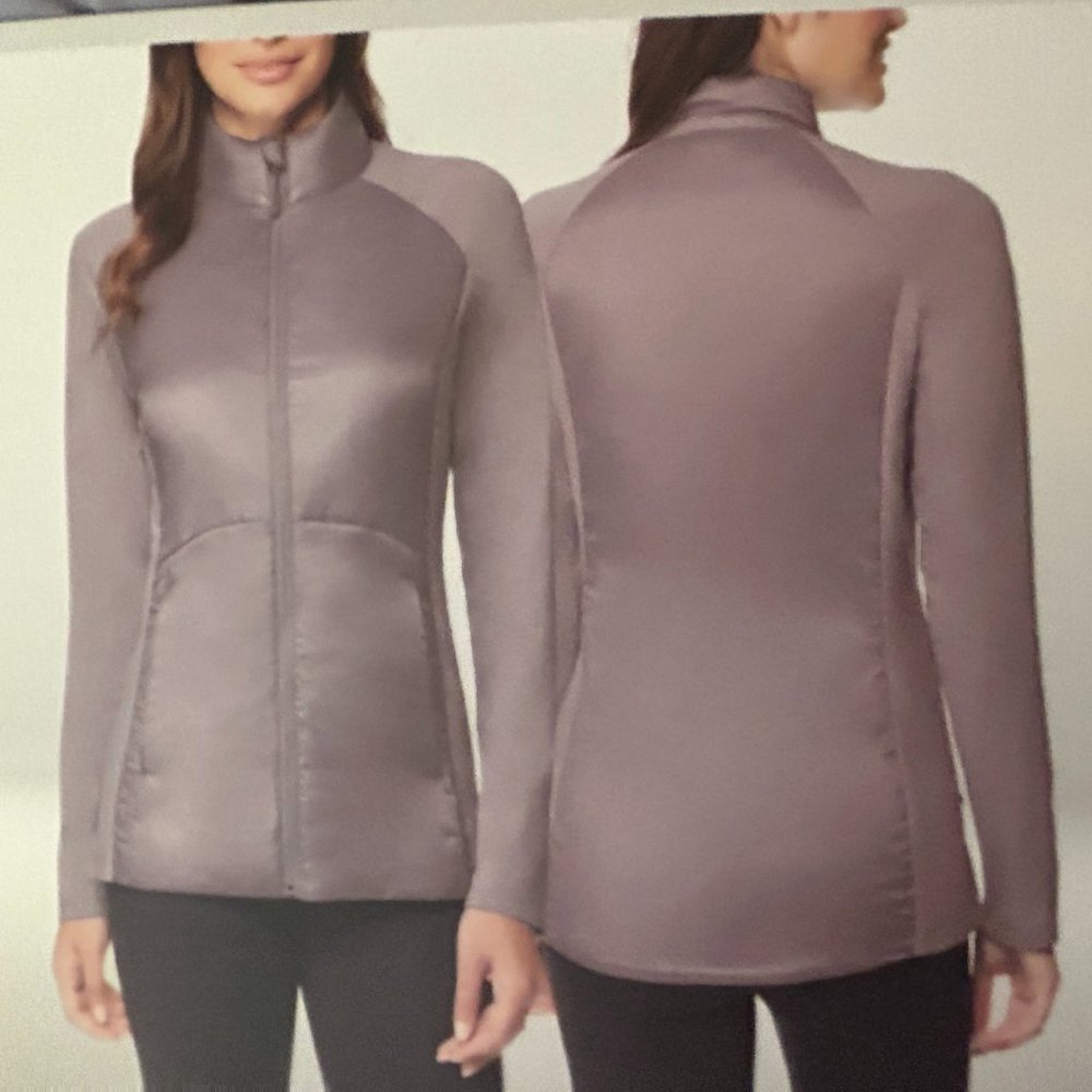 New 32 Degrees Heat Mixed Media Zip Up Lavendar Coat NWT Small